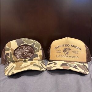 Bass Pro Shops Camo and Tan Trucker Hats